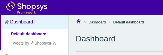 Dashboard admin menu after the modification